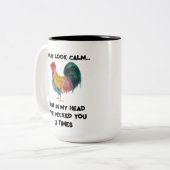 Funny Farm Rooster Zweifarbige Tasse (Vorderseite Links)