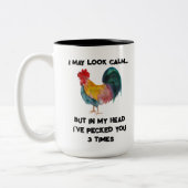 Funny Farm Rooster Zweifarbige Tasse (Links)