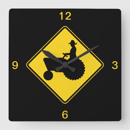 Funny Farm Tractor Road Signature Warnung Quadratische Wanduhr (Vorderseite)