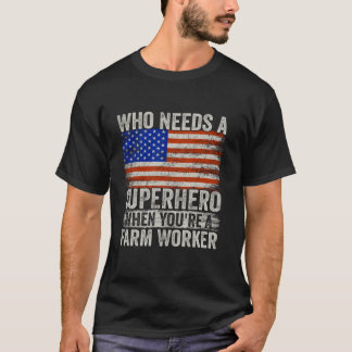 Funny Farm Worker Superhero Vintages T-Shirt für M