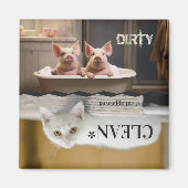 Funny Farmhouse Pig Cat Geschirrspülmaschine Magne Magnet (Vorne)