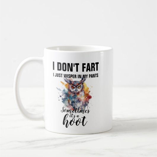 Funny Fart Whisper Owl Mug - Hoot Custom Coffee Kaffeetasse (Links)