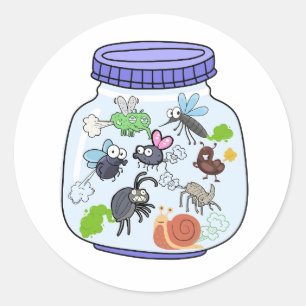 Funny Farting Bug Jar Runder Aufkleber