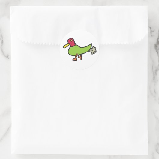 Funny Farting Duck Runder Aufkleber (Tasche)