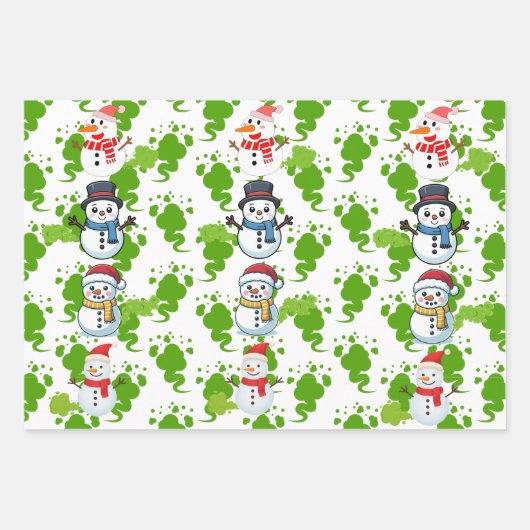 Funny Farting Snowmen Christmas Geschenkpapier Set (Vorderseite)