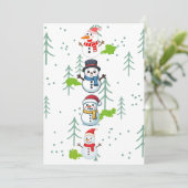 Funny Farting Snowmen Feiertagskarte (Stehend Vorderseite)