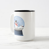 Funny Farting Snowmen Snowglobe Zweifarbige Tasse (Vorderseite Links)