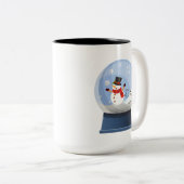 Funny Farting Snowmen Snowglobe Zweifarbige Tasse (VorderseiteRechts)