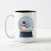 Funny Farting Snowmen Snowglobe Zweifarbige Tasse (Links)