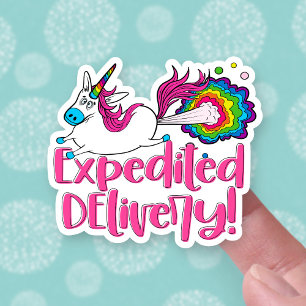 Funny Farting Unicorn Expedition Delivery Business Aufkleber