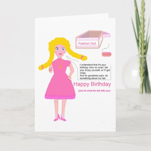 Funny fashion doll,Girls birthday card Karte (Vorderseite)