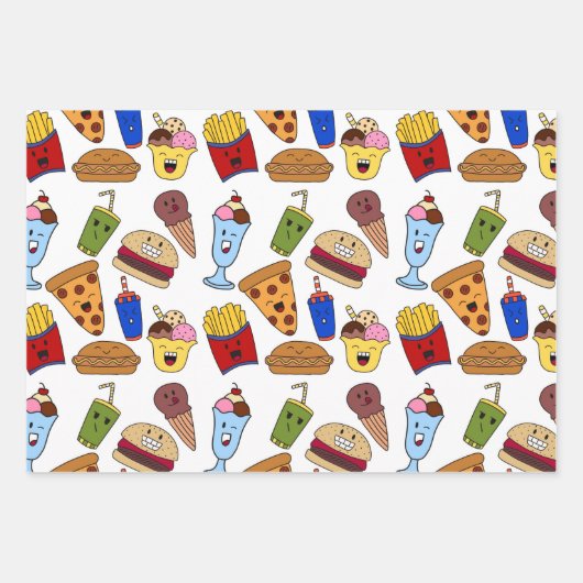 Funny Fast Food Wrapper Set Geschenkpapier Set (Vorderseite)