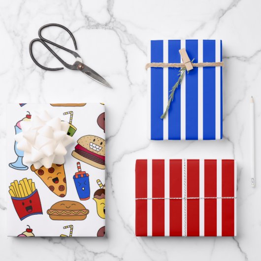 Funny Fast Food Wrapper Set Geschenkpapier Set (Vorderseite)