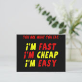 Funny Fast günstig Easy T - Shirt Geschenke Postkarte (Stehend Vorderseite)
