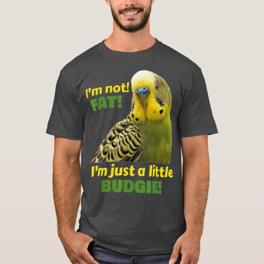 Funny Fat Budgie Green Yellow Parakeet T-Shirt (Vorderseite)