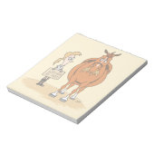 Funny Fat Cartoon Pferde Frau wird für Hay arbeite Notizblock (Rotiert)