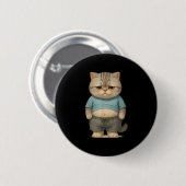 Funny Fat Cat Art Design Fat Kitten Cat Lover Men Button (Vorne & Hinten)