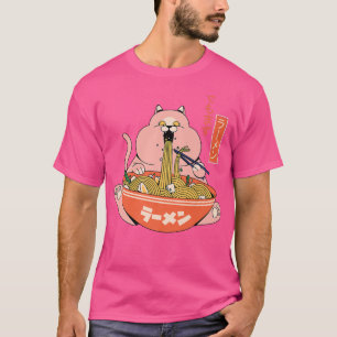 Funny fat cat eat Ramen Japanisches Kanji - Aber F T-Shirt