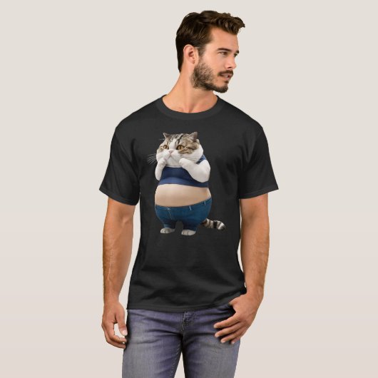 Funny Fat Cat Fat Kitten Cat Lover T-Shirt (Vorne ganz)