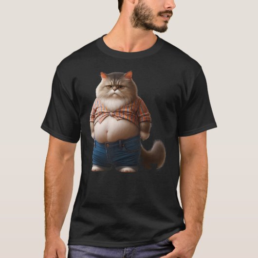 Funny Fat Cat Graphic Fat Kitten Design Chubby Cat T-Shirt (Vorderseite)
