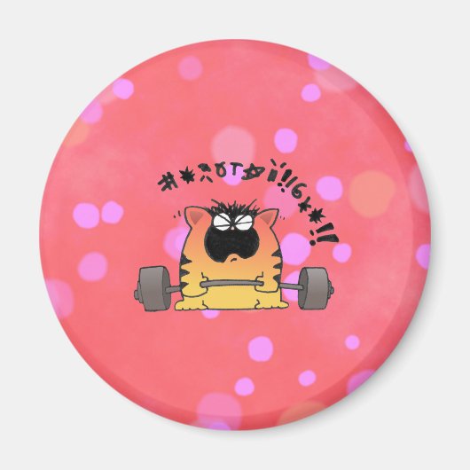 Funny Fat Cat Lift Gewicht Magnet (Vorne)