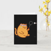 Funny Fat Cat Playing Dminton Karte (Gelbe Blume)