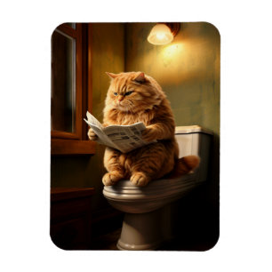 Funny Fat Cat Reading Newspapier auf der Toilette Magnet