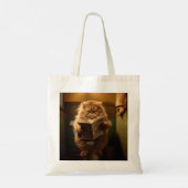 Funny Fat Cat Reading Newspapier auf der Toilette Tragetasche (Rückseite)