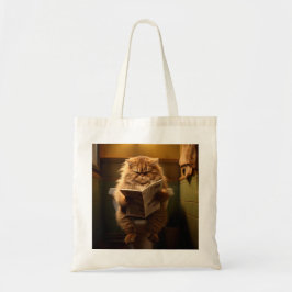 Funny Fat Cat Reading Newspapier auf der Toilette Tragetasche