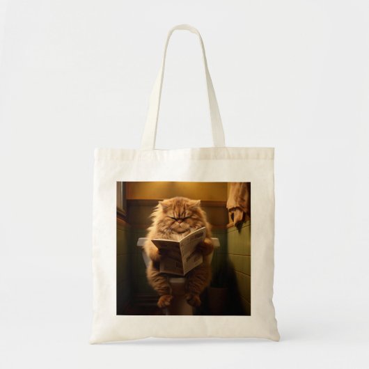 Funny Fat Cat Reading Newspapier auf der Toilette Tragetasche (Vorne)
