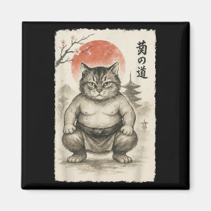 Funny Fat Cat Sumo Wrestler Sumi-e japanische Kuns Magnet