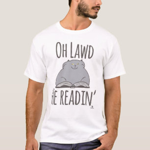 Funny Fat Cat The Reading Art Design T-Shirt