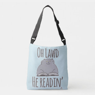 Funny Fat Cat The Reading Fun Cartoon Sprichwort Tragetaschen Mit Langen Trägern
