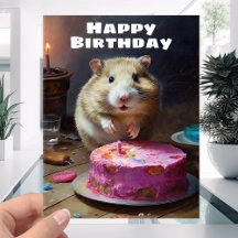 Funny Fat Hamster und Candle Cake - Happy Birthday