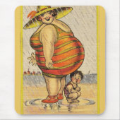 Funny Fat Lady on Beach Mousepad (Vorne)
