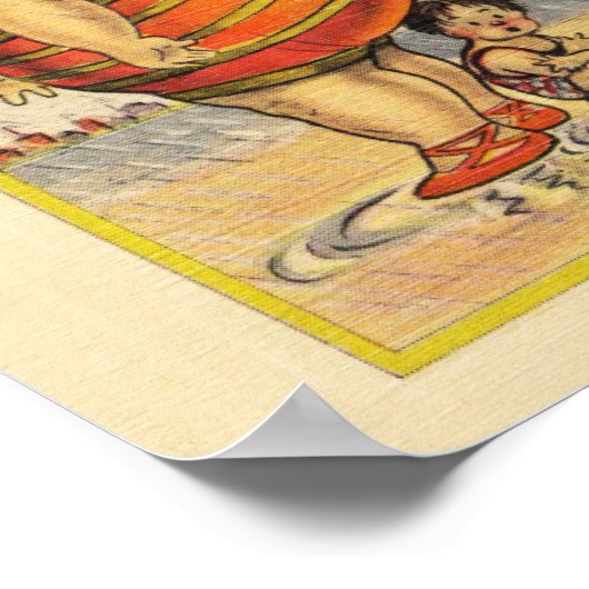 Funny Fat Lady on Beach Poster (Ecke)