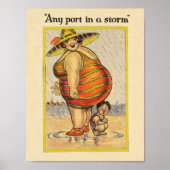 Funny Fat Lady on Beach Poster (Vorne)