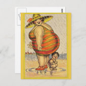 Funny Fat Lady on Beach Postkarte (Vorne/Hinten)
