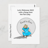 Funny Fat Lady Singt Neues Jahr 2022 Feier Postkarte (Vorne/Hinten)