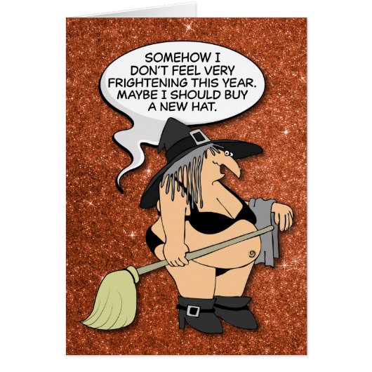 Funny Fat Old Witze in einer Bikini Halloween Card (Vorne)