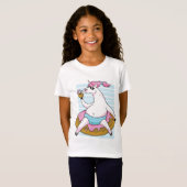Funny Fat Unicorn Pool Party Kühlung Aufblasbar T-Shirt (Vorne ganz)