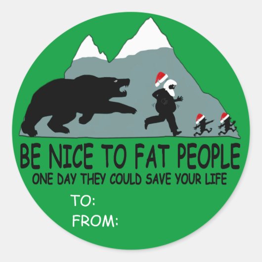 Funny fat Weihnachtsgeschenk Runder Aufkleber (Vorderseite)