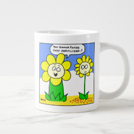 Funny Fat Yellow Blume über Diät Cartoon Gärtner Jumbo-Tasse