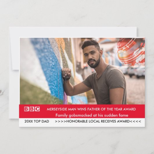 Funny Father's Day Card 🎉 Fake British Telly News Einladung (Vorderseite)