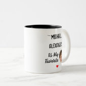 Funny Favorite Child Tasse mit 2 Namen & Gesicht F (VorderseiteRechts)
