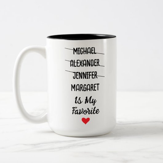 Funny Favorite Child Tasse mit 4 Individuellen Nam (Links)