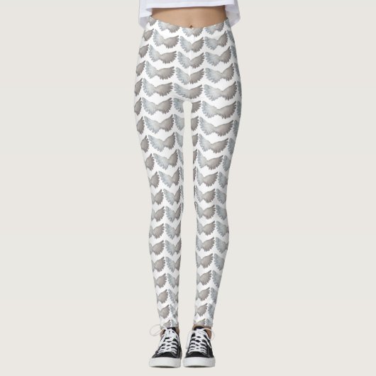 Funny Feathers Angel Wings Feather White Leggings (Vorderseite)