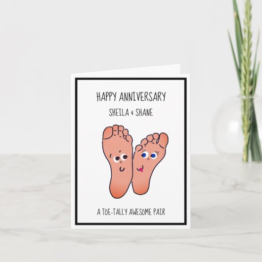 Funny Feet Jahrestag Karte (Vorderseite)