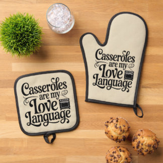 Funny Feinschmecker Meme Casseroles sind meine Lie Ofenhandschuh & Topflappen-Set
