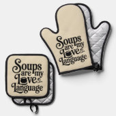 Funny Feinschmecker Meme Soups sind meine Liebe Sp Ofenhandschuh & Topflappen-Set (Vorderseite/Rückseite)